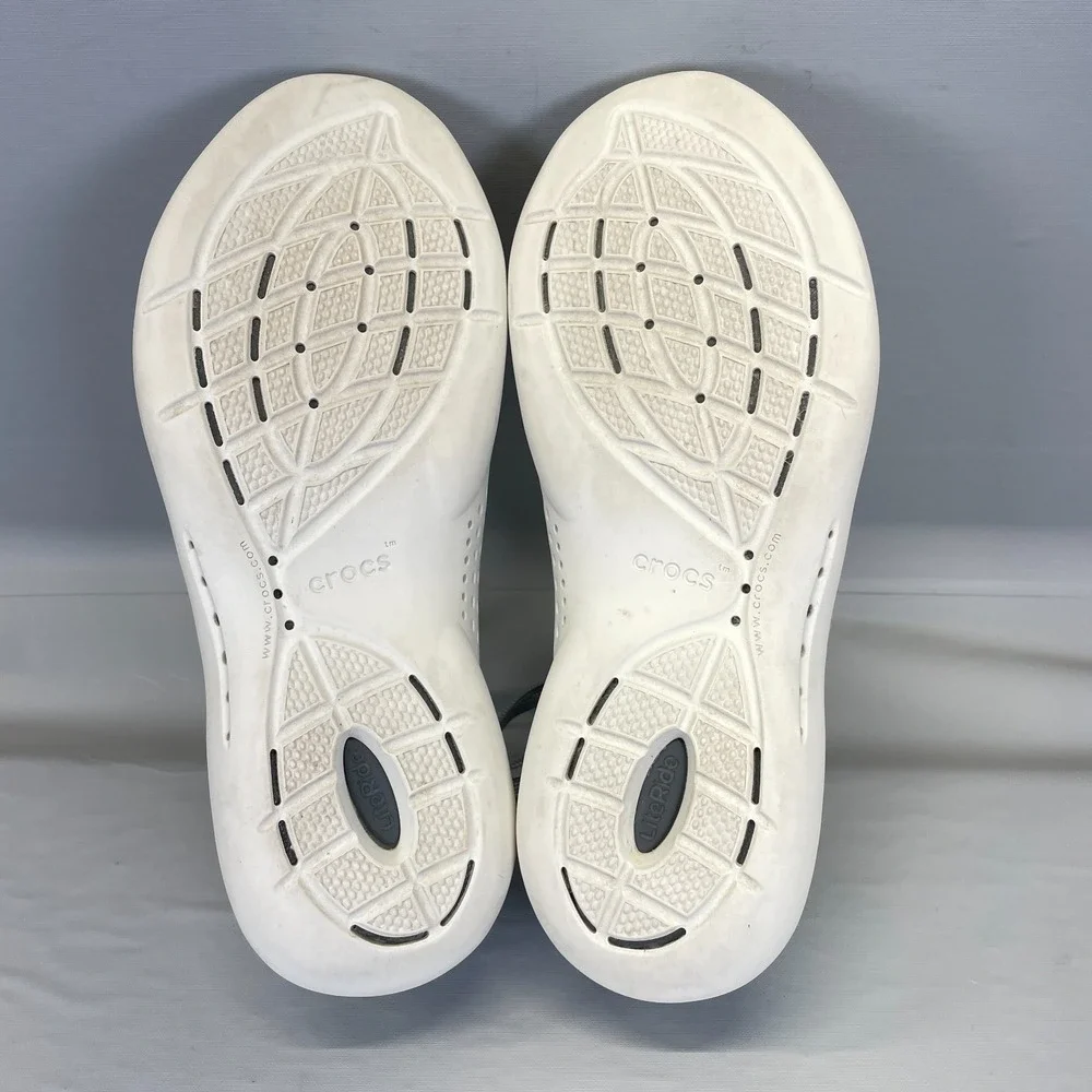 Crocs LiteRide 360 Pacer Shoes Mens Size 7 Gray Perforated Lace Up Sneakers